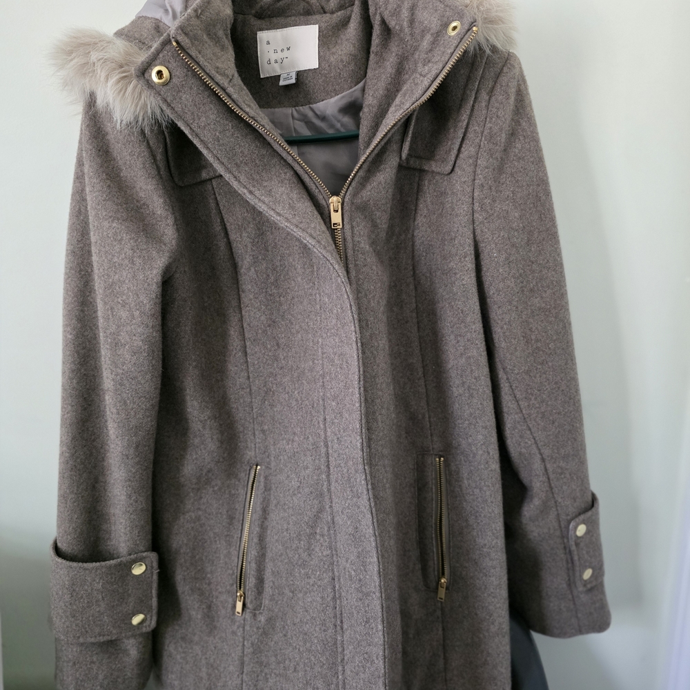 a new day Gray Hooded Women's Coat